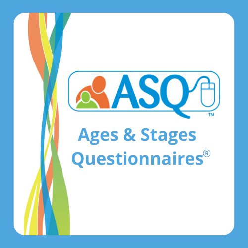 blue text with people ASQ Ages & Stages Questionnaires