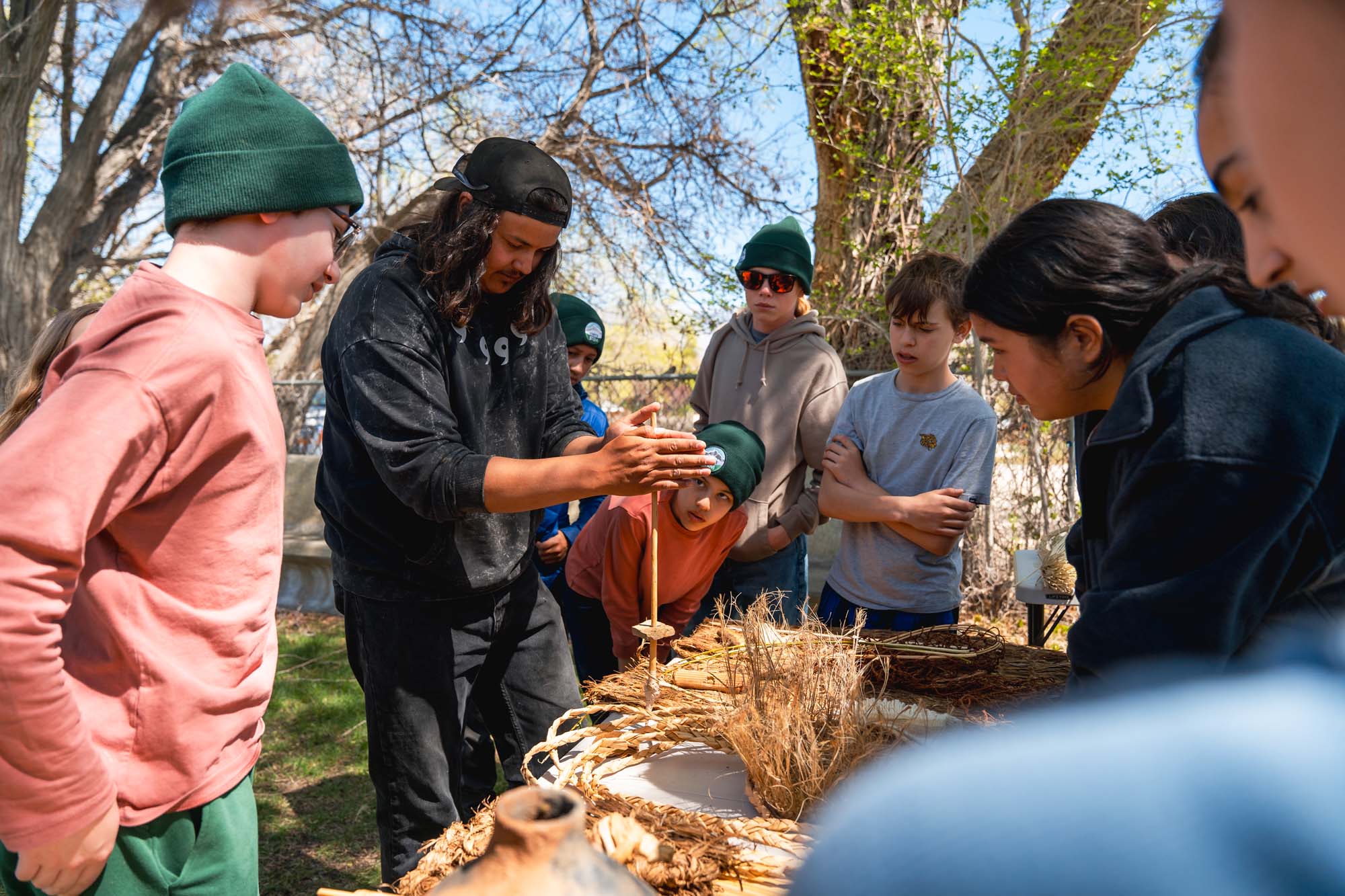 Students on a field trip to the Eastern California Museum.