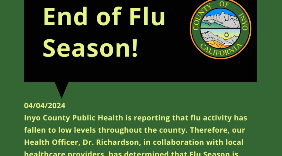 picture of a news release declaring the end of flu season in Inyo County