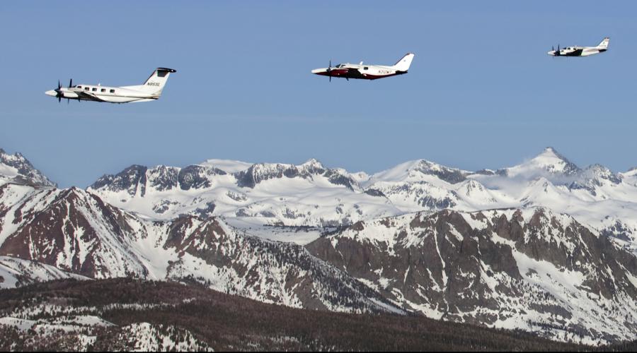 Sierra Aviation's Piper Cheyenes' over Sierra Nevada Mountains