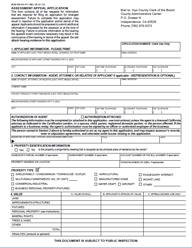 Assessment Appeal Application