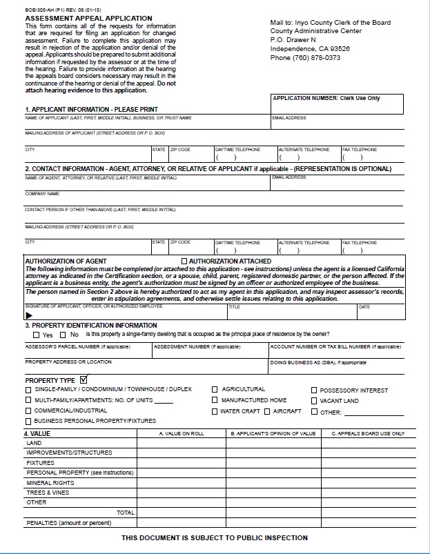 Assessment Appeal Application