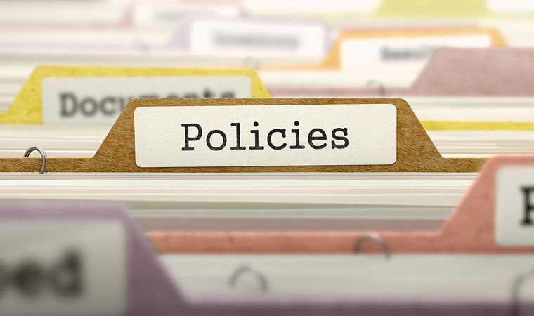 Brown file folder labeled "Policies"