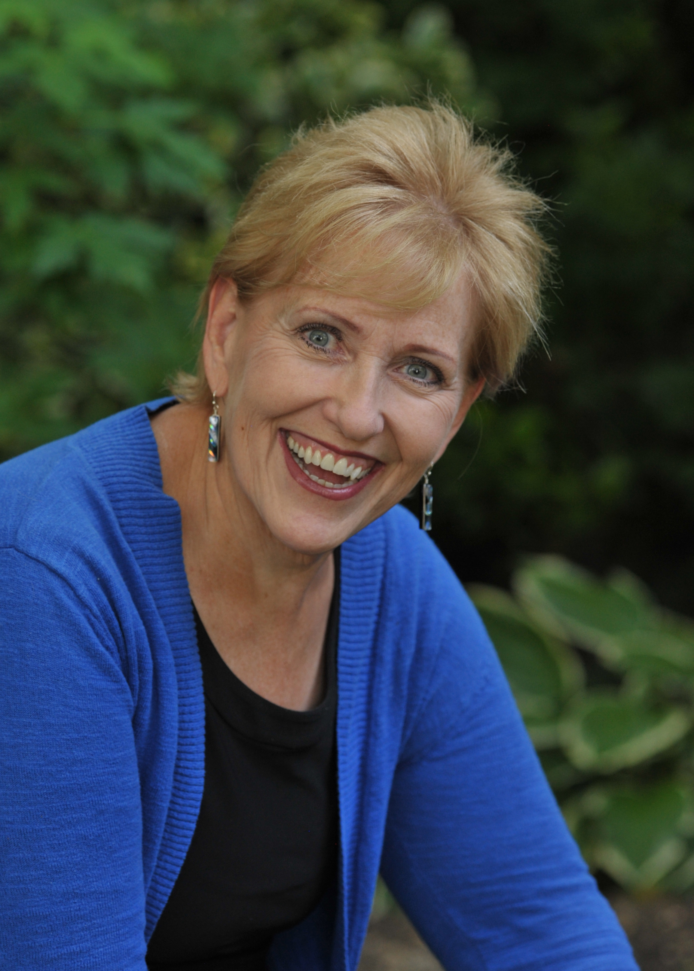 Woman in blue sweater