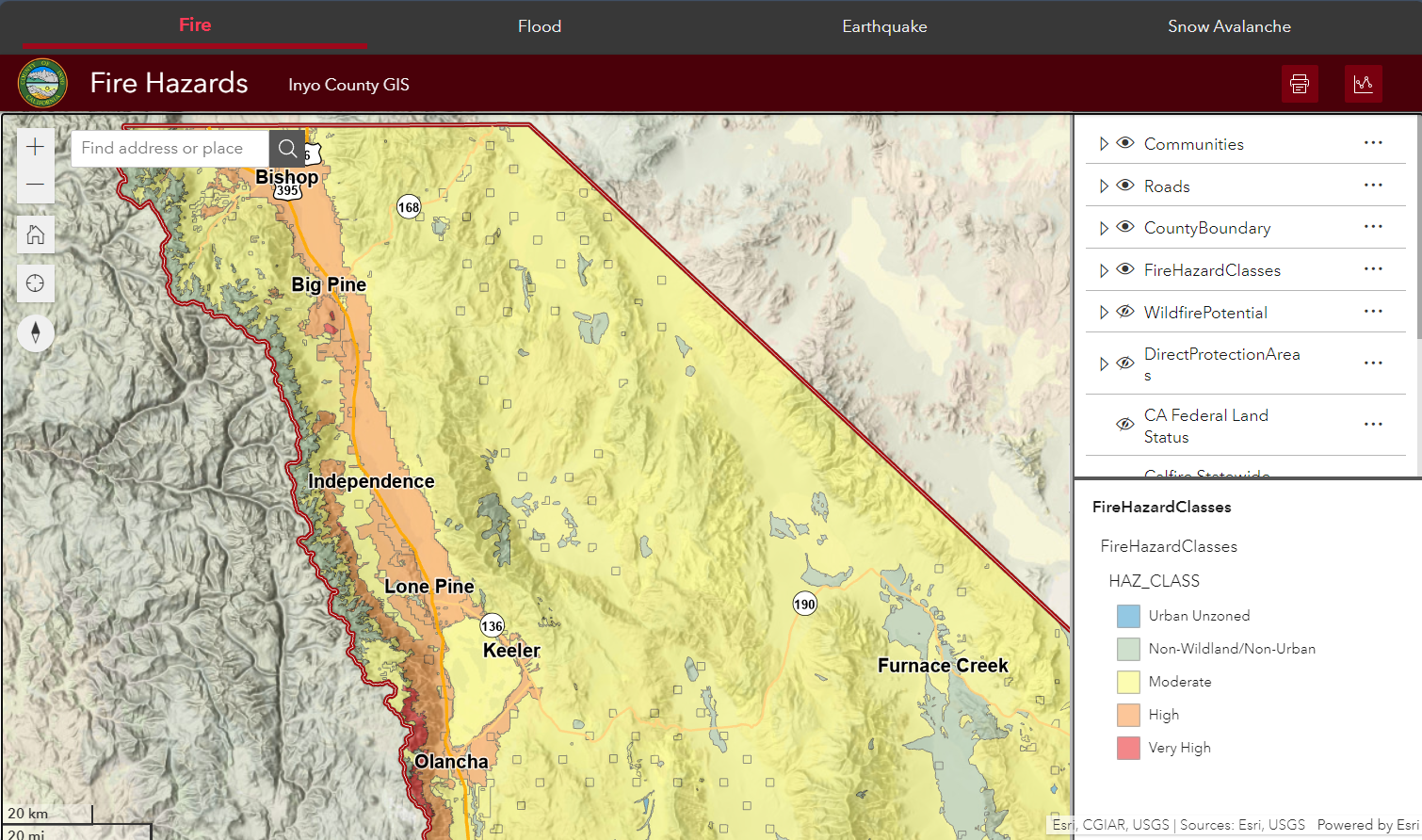 image of fire, flood, earthquake and avalanche hazard map