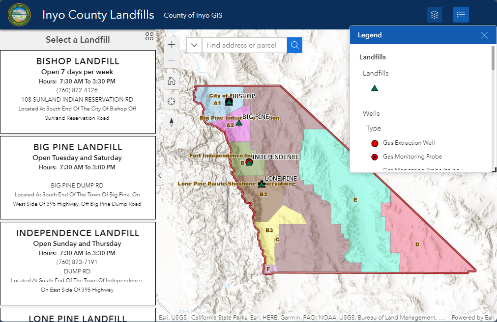 Map of landfills