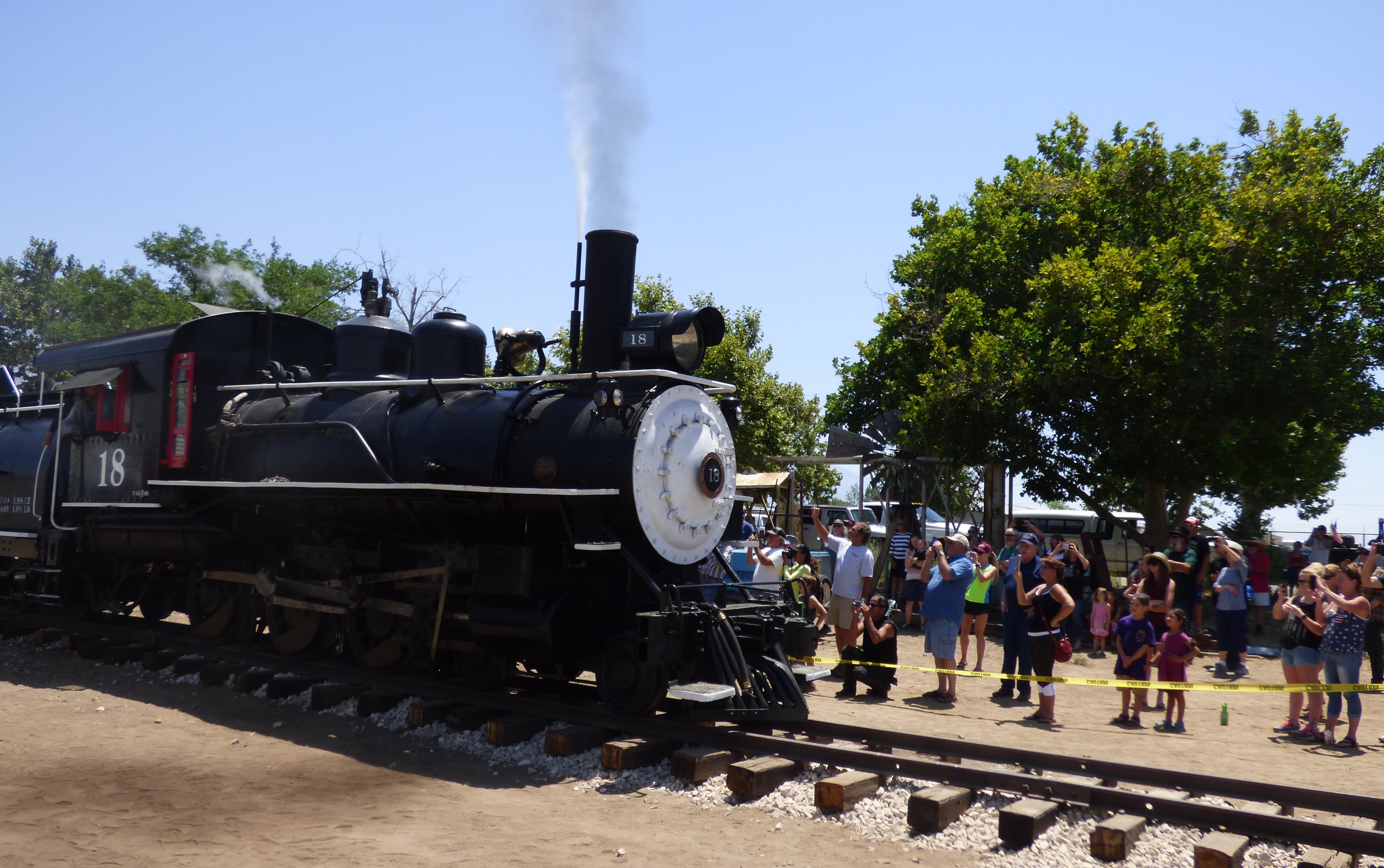 The Slim Princes, #18, rolling down a short run of track at her new home at the Eastern California Museum.