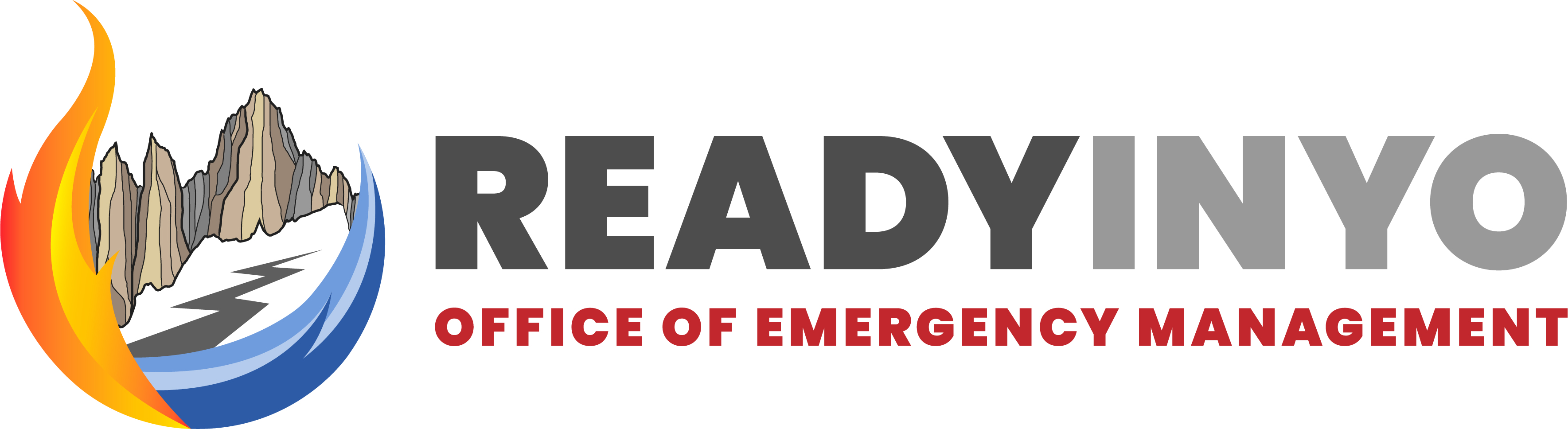 Ready Inyo Logo with Flame, Water, Snow and Mt. Whitney