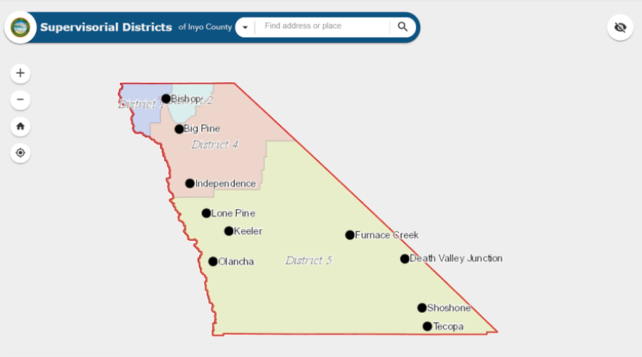 New Supervisorial District Lookup Map Inyo County California