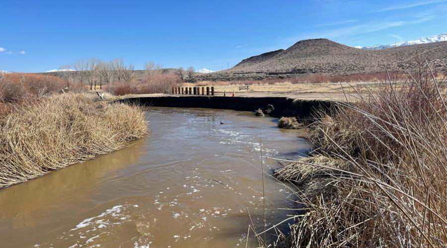 River close to spilling over bank