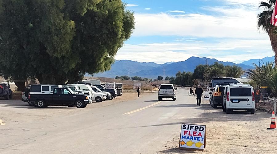 Unsafe conditiosn for pedestrians on Old Spanish Trail downtown Tecopa