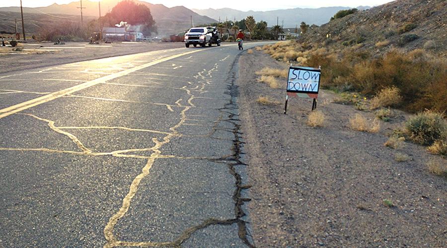 bicyclist on Old Spanish Trail - oncoming traffic