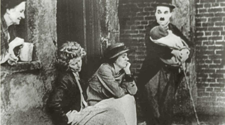 Movie still with Charlie Chaplin