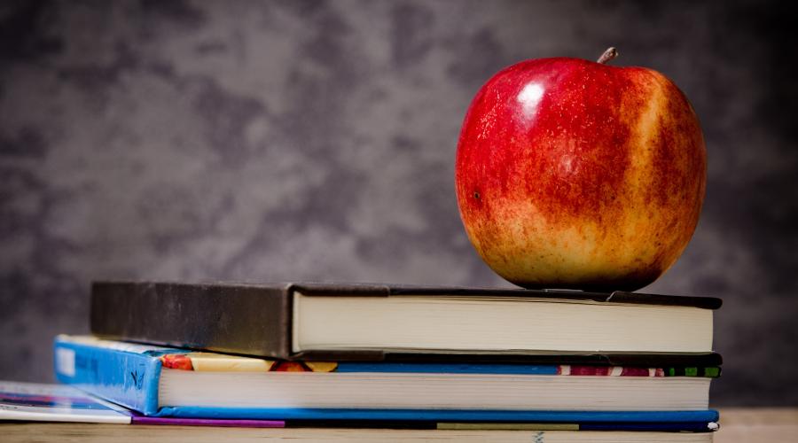 Stacked Books with Apple for Teacher